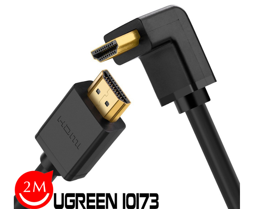 Cáp HDMI 1.4 Dài 2M Đầu Bẻ Góc Vuông  Ugreen 10173 (Bẻ Xuống) Chính Hãng