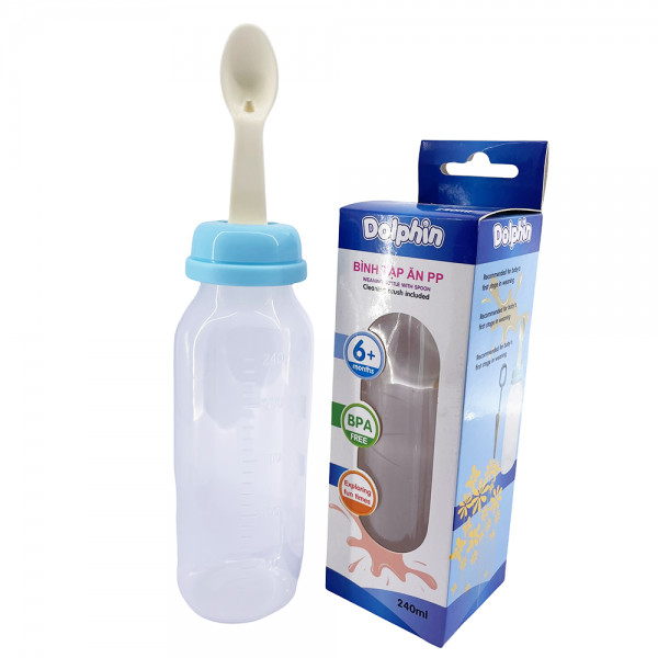 Bình sữa nhựa cổ rộng, bình tập ăn Dolphin 160ml/ 240ml