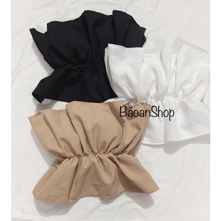 Áo ống kiểu bèo nhún eo (có mút ngực) , áo croptop nữ