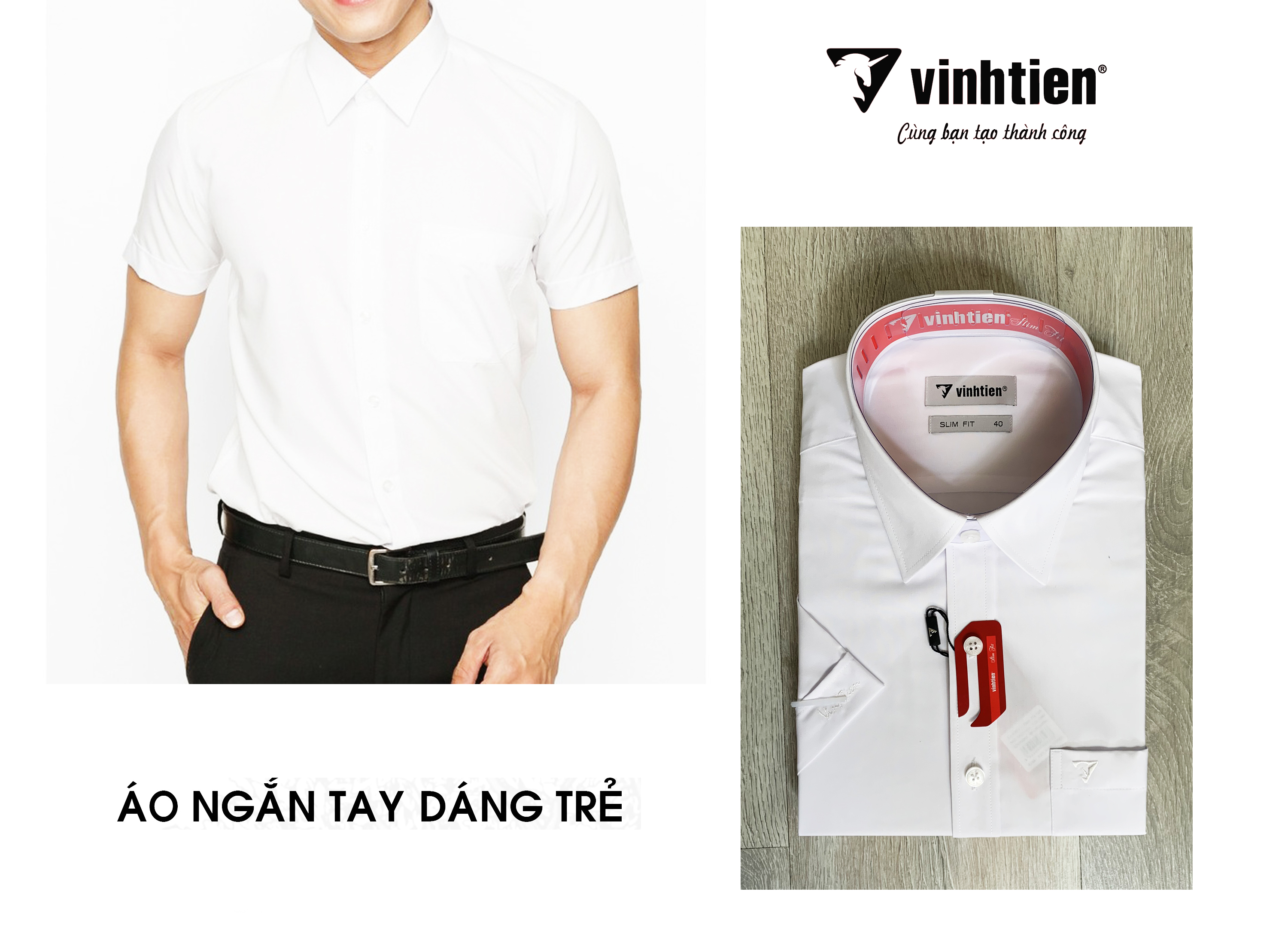 Áo Sơ Mi Nam  Vĩnh Tiến Trơn Màu Trắng Đủ Mẫu chất liệu Mền Mát AT345