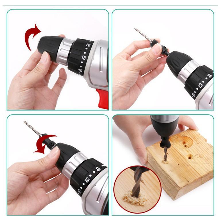 Bộ 4 mũi khoan âm Gỗ độ cứng chuôi lục