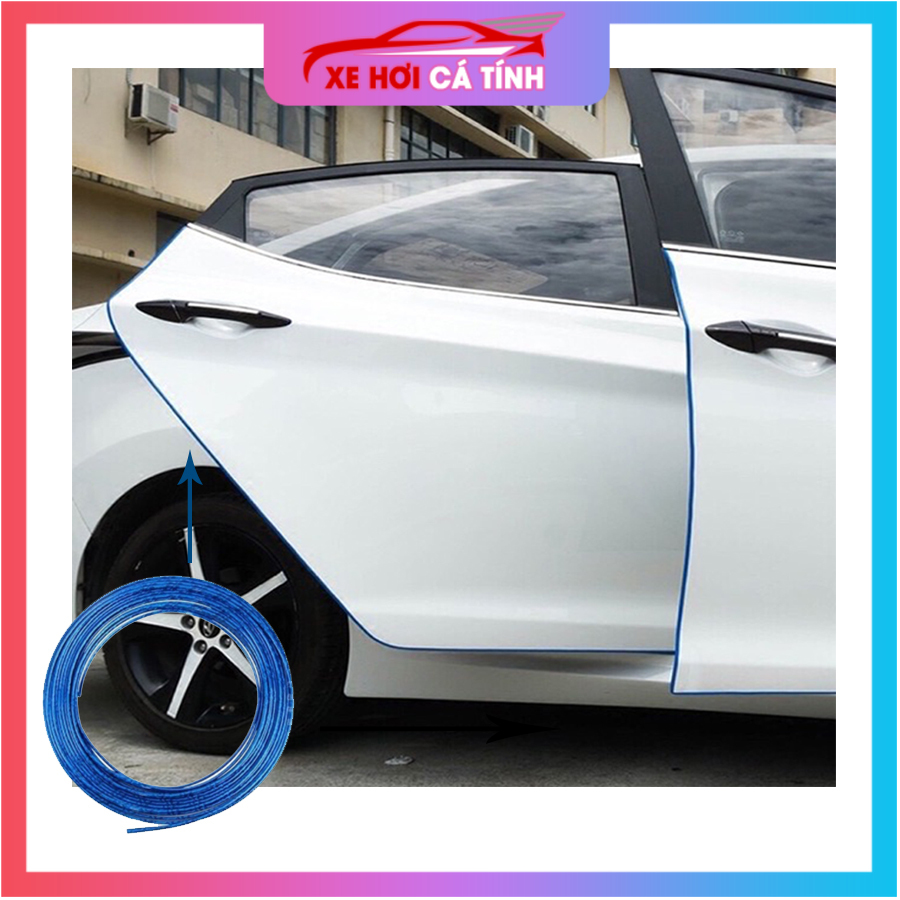 10m Nẹp viền chữ u mạ crom bảo vệ xe ô tô, nẹp viền cửa mạ crom trang trí và chống xước viền cửa ô tô - xanh