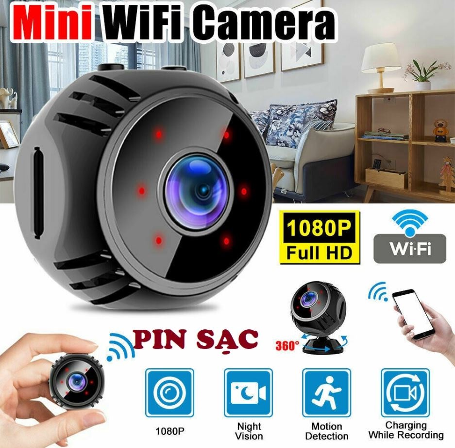 Lazmaii camera mini ẩn siêu nhỏ camera wifi camera mini siêu nhỏ camera mini wifi w8 fullhd 720p giám sát hồng ngoại quay ban đêm siêu nhỏ không dây - app vi365 giám sát từ xa truyền tải hình ảnh sắc nét độ phân giải 1080p