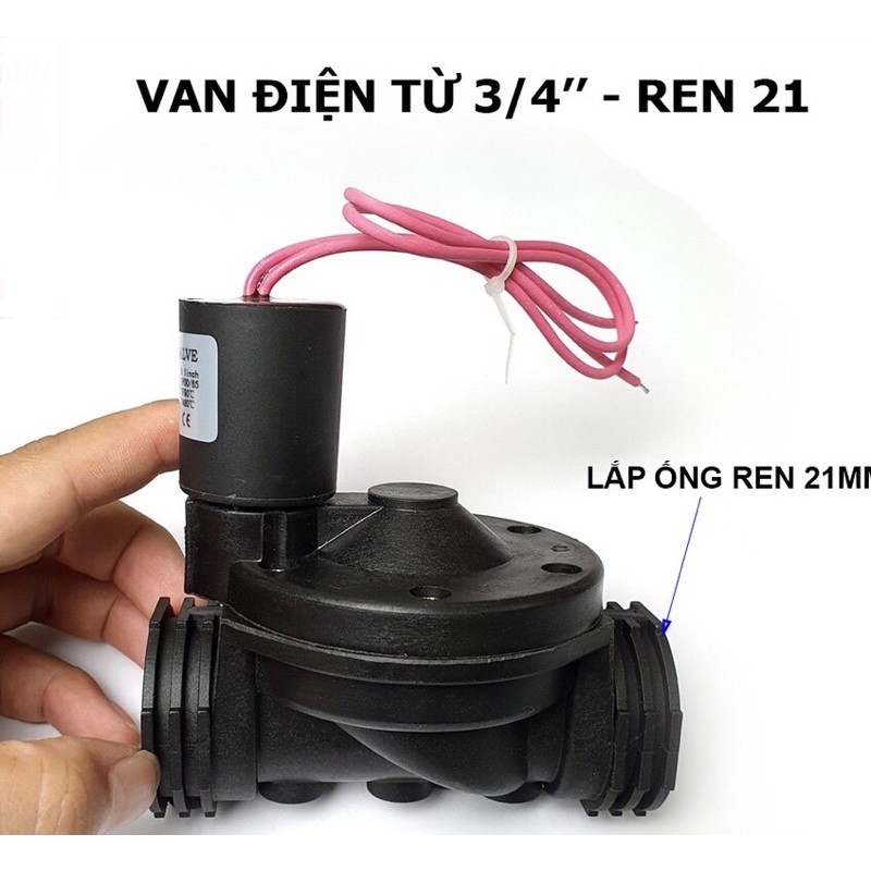 Van điện từ phi 21mm/27mm Sử dụng điện áp 220V hoặc 24V Van từ nhựa van ngoài trời
