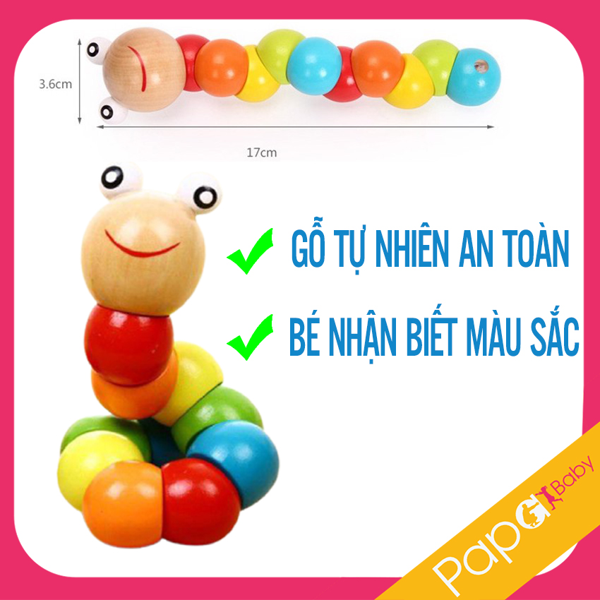 Đồ Chơi Con Sâu Gỗ - Uốn Dẻo, Nhiều Màu Sắc, Gỗ Tự Nhiên An Toàn Cho Bé - Con sâu gỗ uốn dẻo, đồ chơi sẫu gỗ, đồ chơi con sâu uốn dẻo, đồ chơi con sâu gỗ uốn dẻo, con sâu uốn dẻo