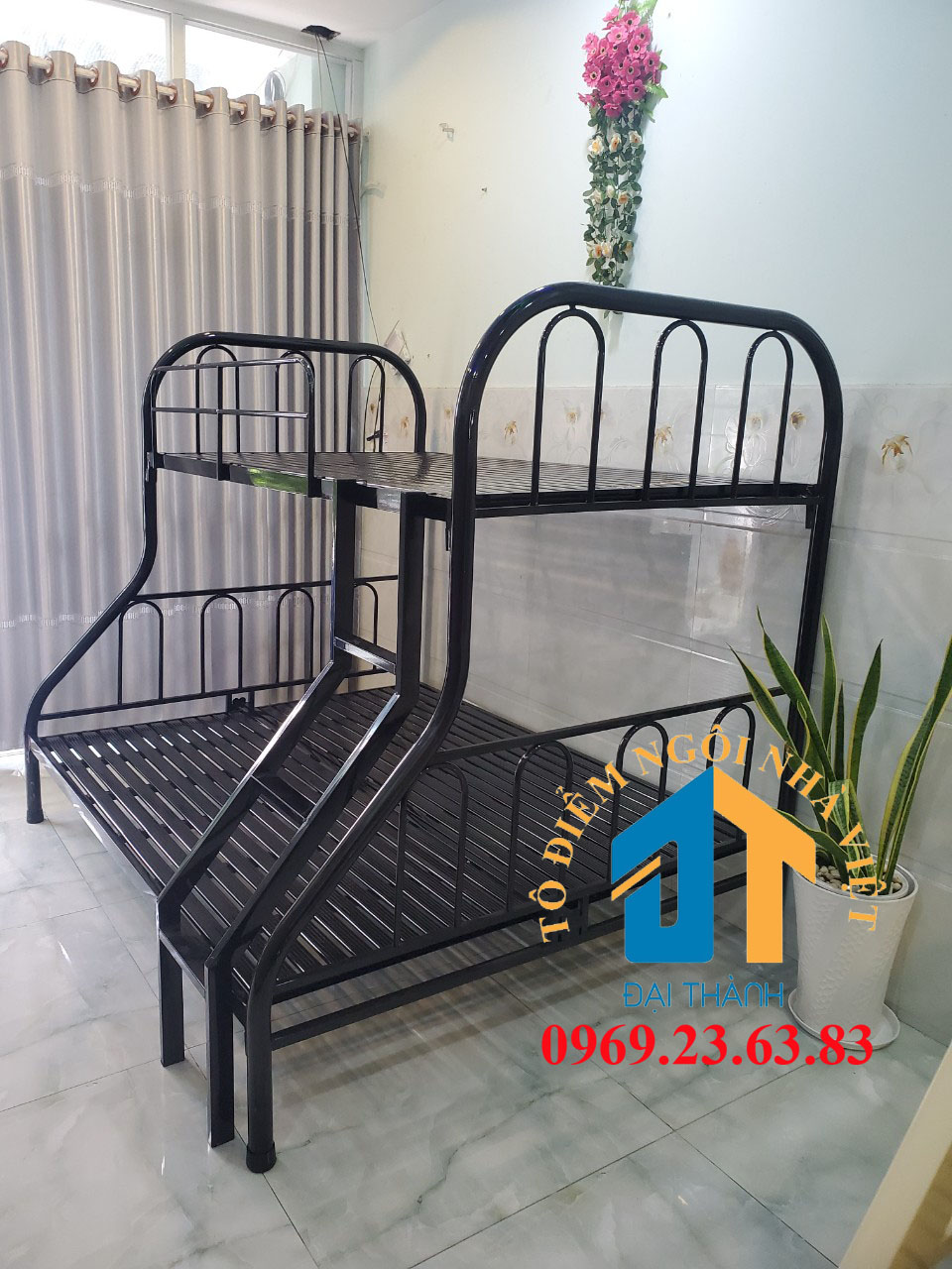 Giường  sắt 2 tầng trên 1M dưới 1M4 – GS17
