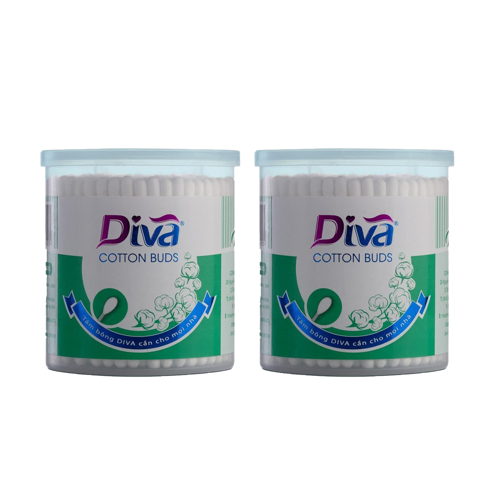 [200 que] Hộp tăm bông DIVA que nhựa