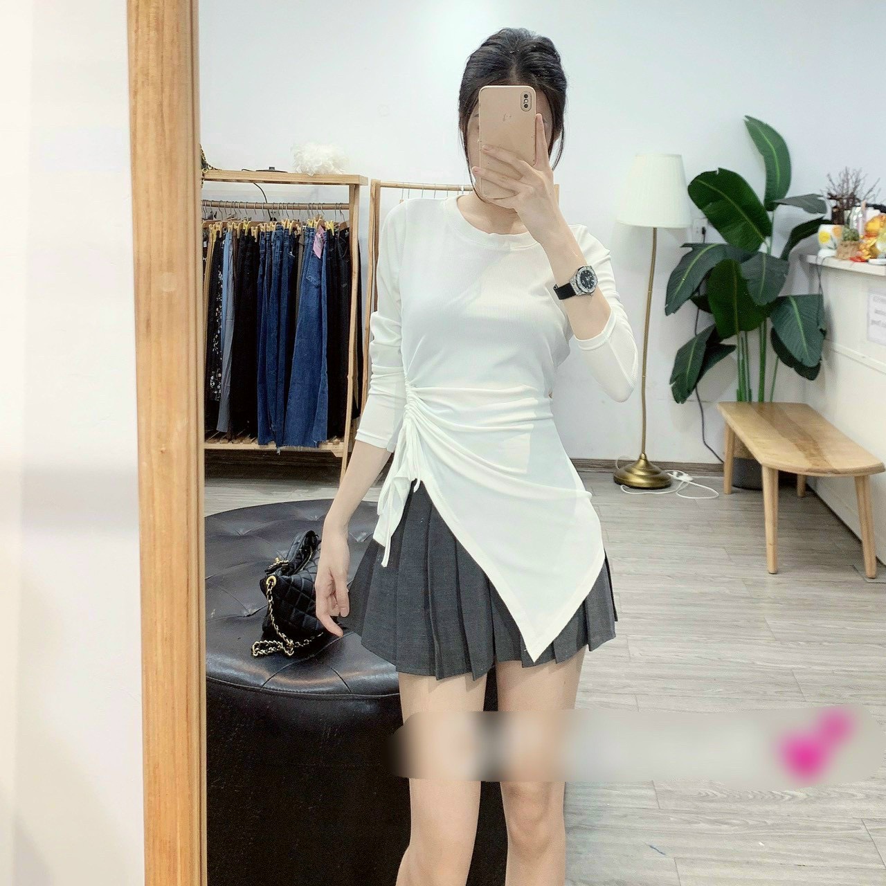 [HCM]ÁO THUN TAY DÀI DÂY RÚT EO SIÊU ĐẸP