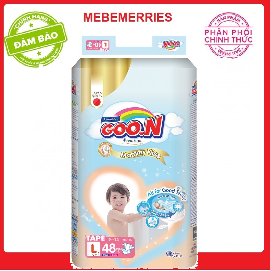 Cắt tem Bỉm - Tã dán Goon Mới size L 48 miếng (cho bé 9-14kg)