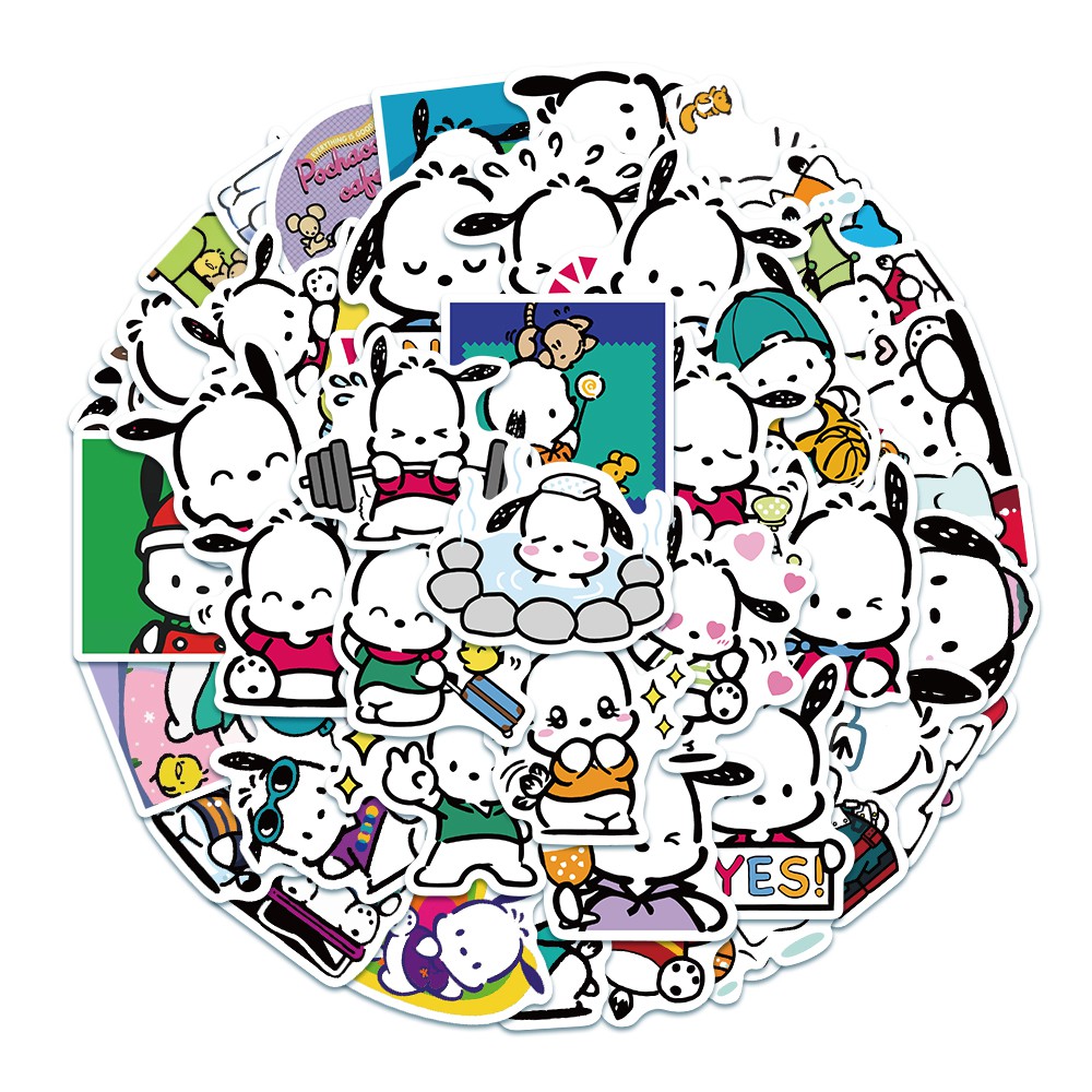 Sticker - Hình dán hoạt hình Pochacco dùng trang trí điện thoại, laptop