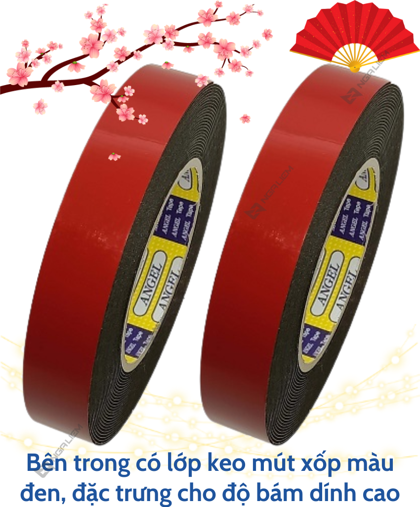 Băng Keo Xốp Đỏ 2P4 (24cm), 5P (50cm)