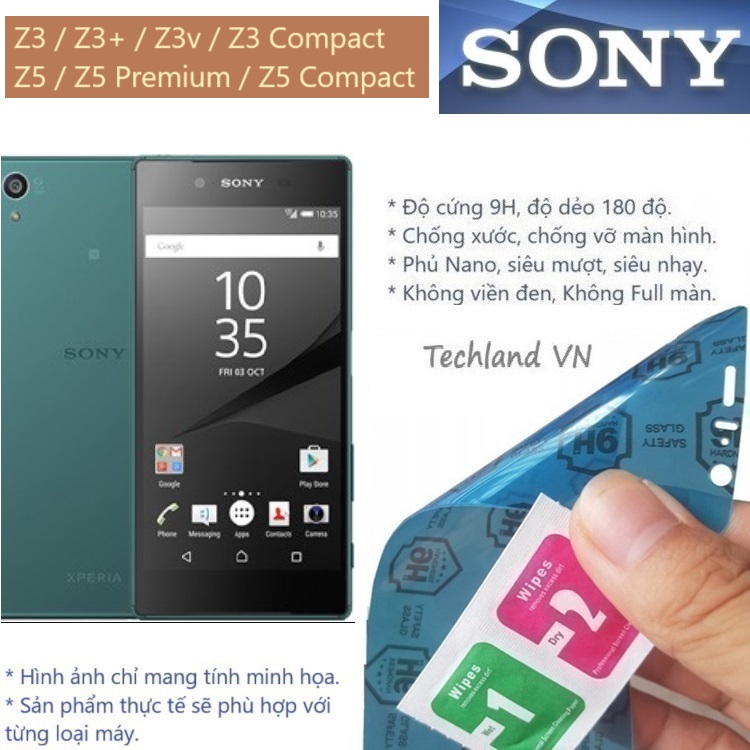 Cường Lực Phủ Nano Sony Z3 / Z5 / Z3v / Z3+ / Z3 Compact / Z5 Compact / Z5 Premium - Trong Suốt, Không Full Màn, Không Viền Đen