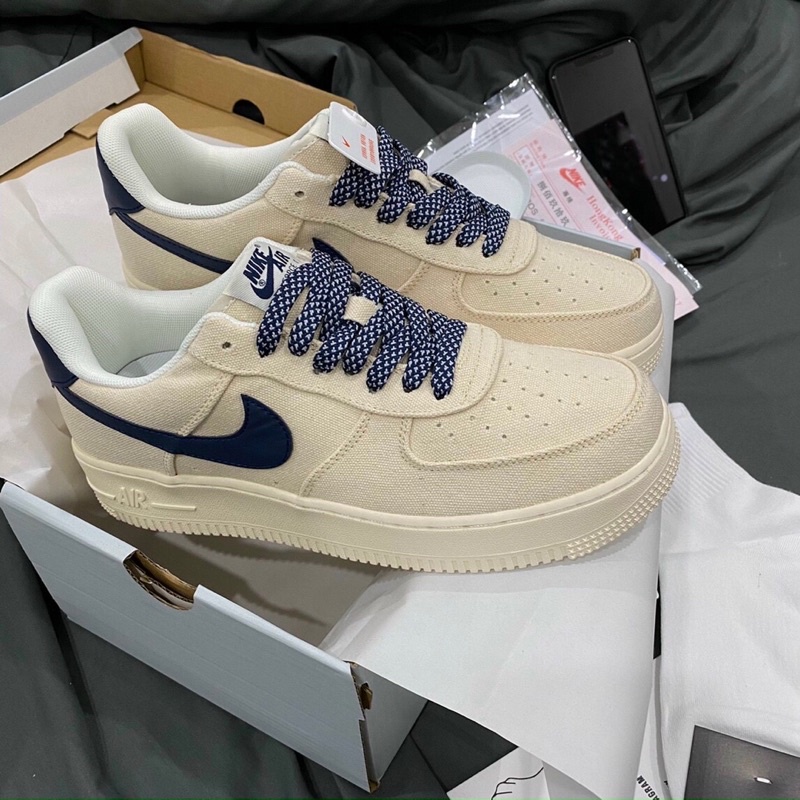 Giày thể thao Nike Canvas Navy, Giày AF1 vải vệt xanh phối đồ nam nữ trẻ trung hot new 2022 Full Box Bill