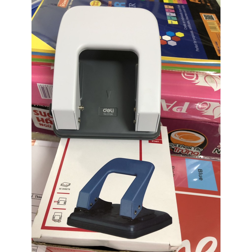 Máy bấm lỗ DELI 0104,bấm được 35 tờ