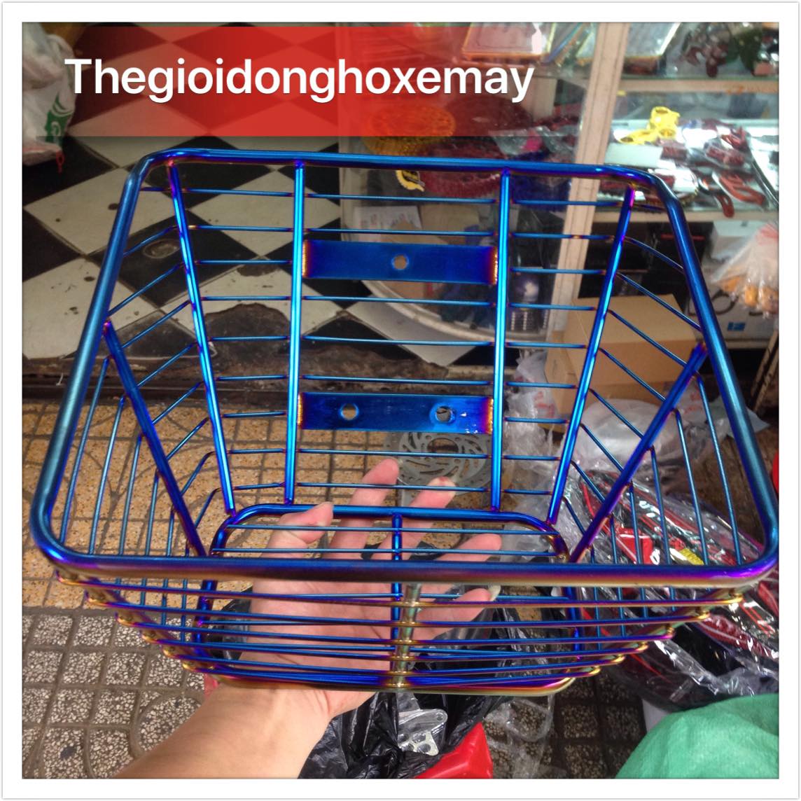 Rổ inox titan loại nặng 10 ly xe Honda Wave nhỏ sọc ngang