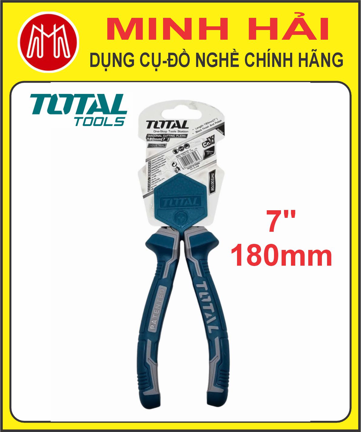 TOTAL – Kìm cắt công nghiệp cao cấp cỡ 160mm (6”). Model: THT230606. Chất liệu: Thép Cr-V