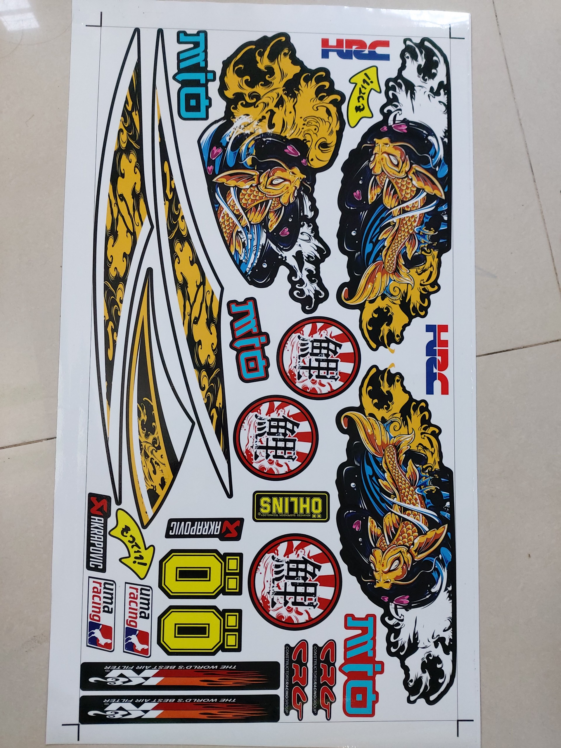 [HCM]Tem xe mio yamaha cá chép dán xe đen