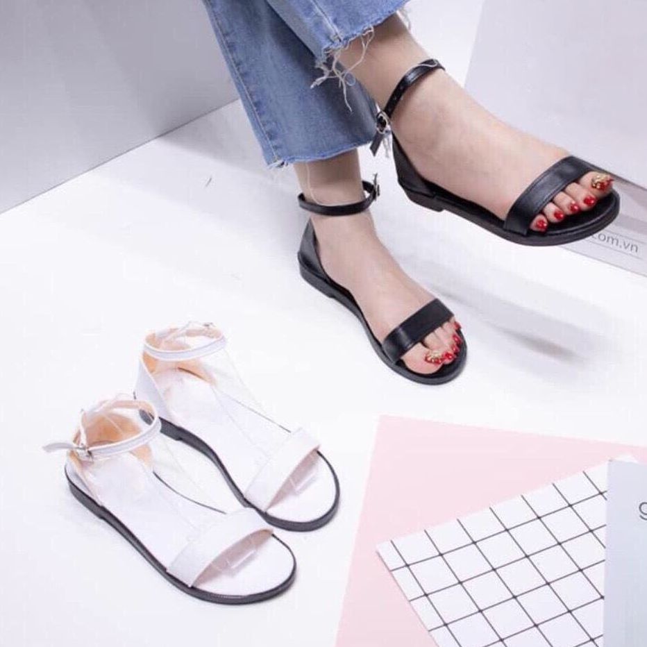 Giày sandal nữ đế bệt quai ngang bít gót LT