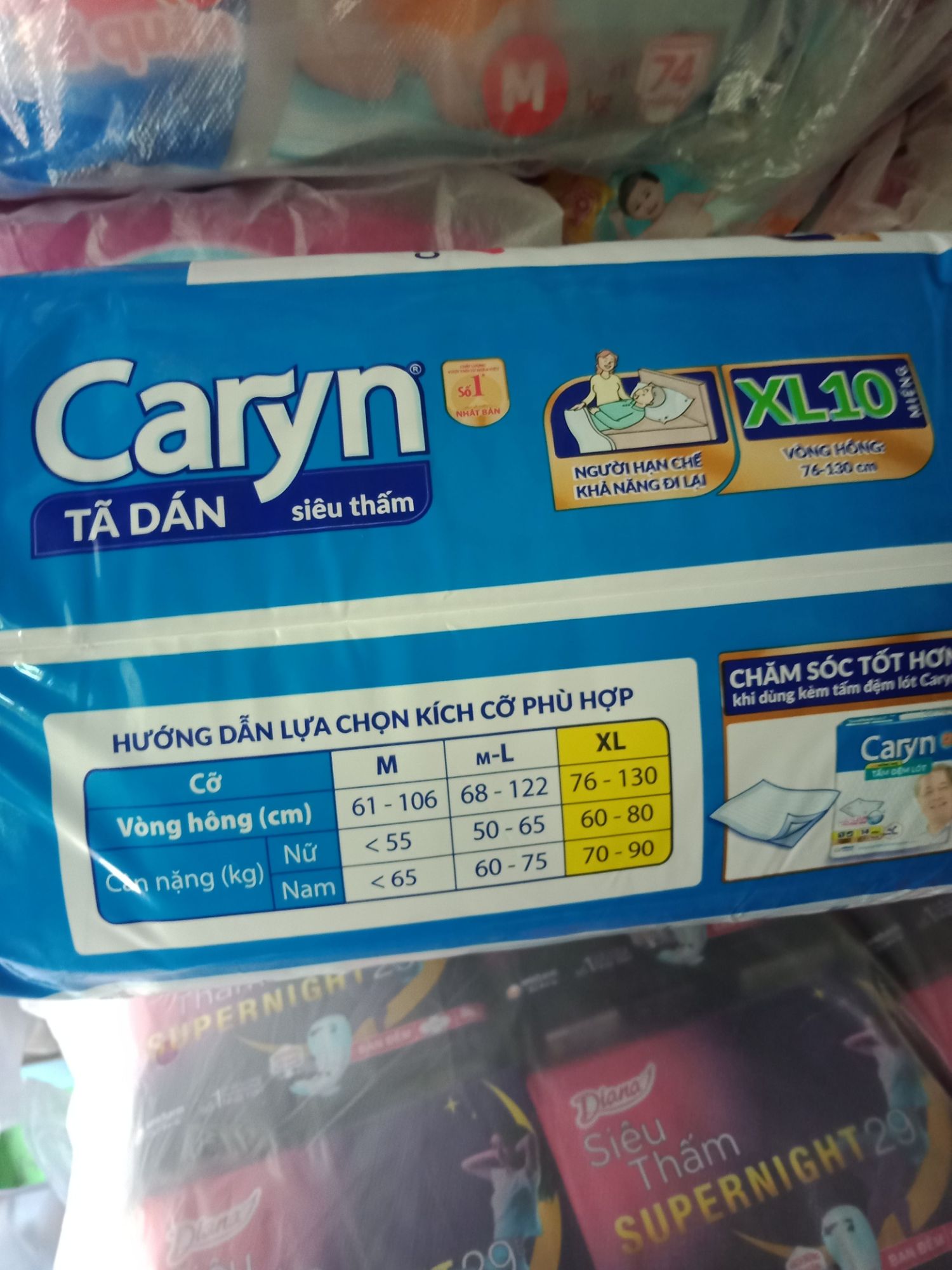 Tã dán người lớn Caryn M10, L10, XL10