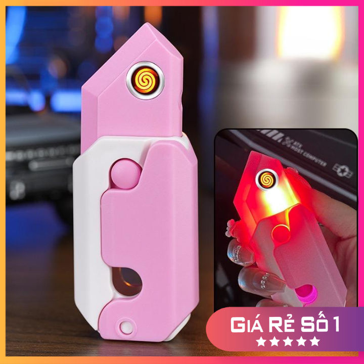 Đồ chơi bật lửa dao củ cà rốt in 3d kéo dài, kèm đầu đốt sạc type c