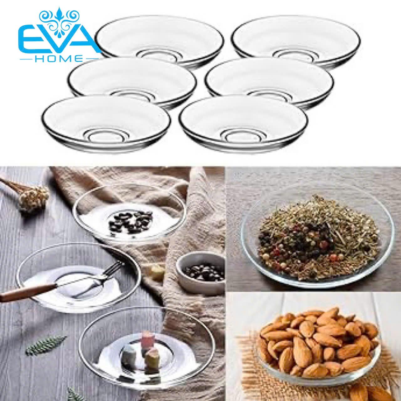 Bộ 6 Dĩa Lót Ly Thuỷ Tinh / 6 Đĩa Lót Cốc Thuỷ Tinh Diameter 13.4 cm Cao Cấp