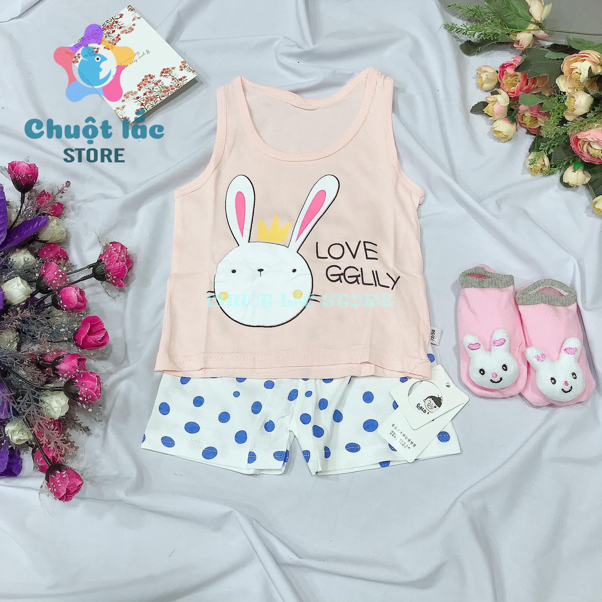 [HCM]Bộ quần áo ba lỗ cho bé trai và bé gái cotton xuất hàn từ 6kg đến 16kg túi zip
