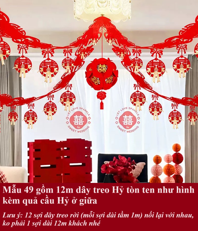 {Sẵn hàng y hình} Set trang trí trần nhà ngày cưới