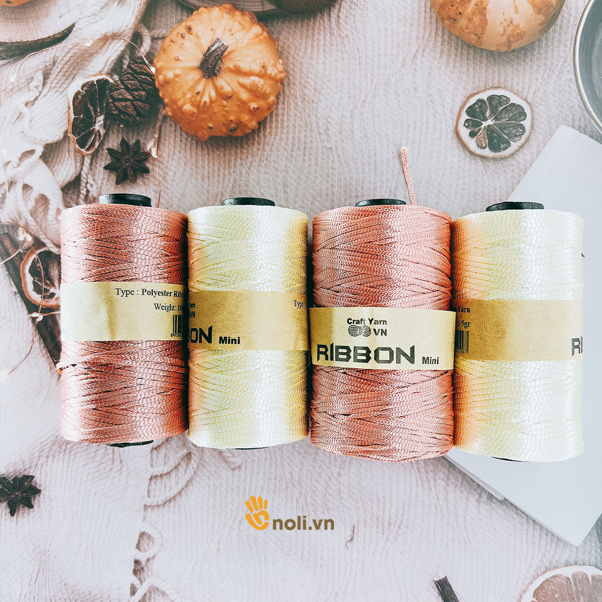 Sợi dệt ribbon trơn Craft yarn VN bóng đẹp, móc không đau tay, bền chắc móc túi xách, mũ nón, giày dép 140g xuất xứ Việt Nam