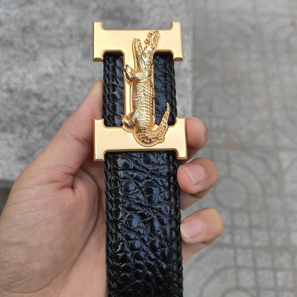 Thắt Lưng Da Cá Sấu Liền Bản Rộng 4cm [Đầu Khóa Chữ H SỊN]