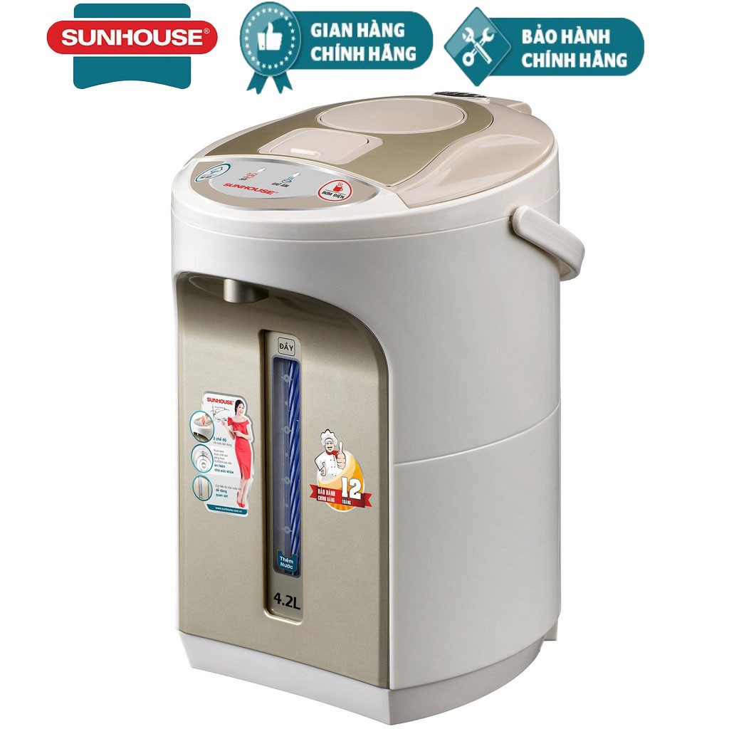 [Mã ELMALLCOIN hoàn 5% xu đơn 500K] Bình thủy điện Sunhouse 4.2L SHD1542
