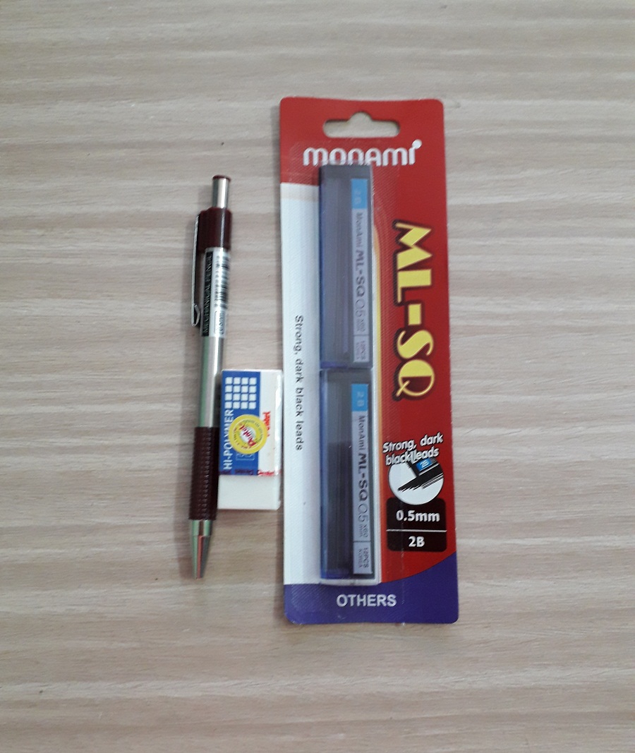 Vỉ 2 Ống Ruột Bút Chì Bấm Monami 0.5mm, 0.7mm 2B Viết nét đậm, nhẹ mượt và êm