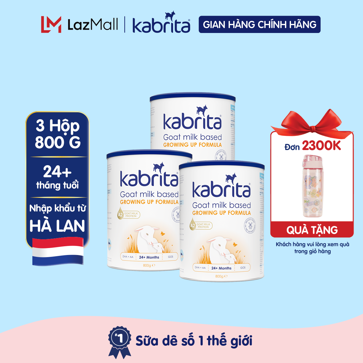 Combo 3 lon sữa dê Kabrita số 3 cho trẻ trên 24 tháng