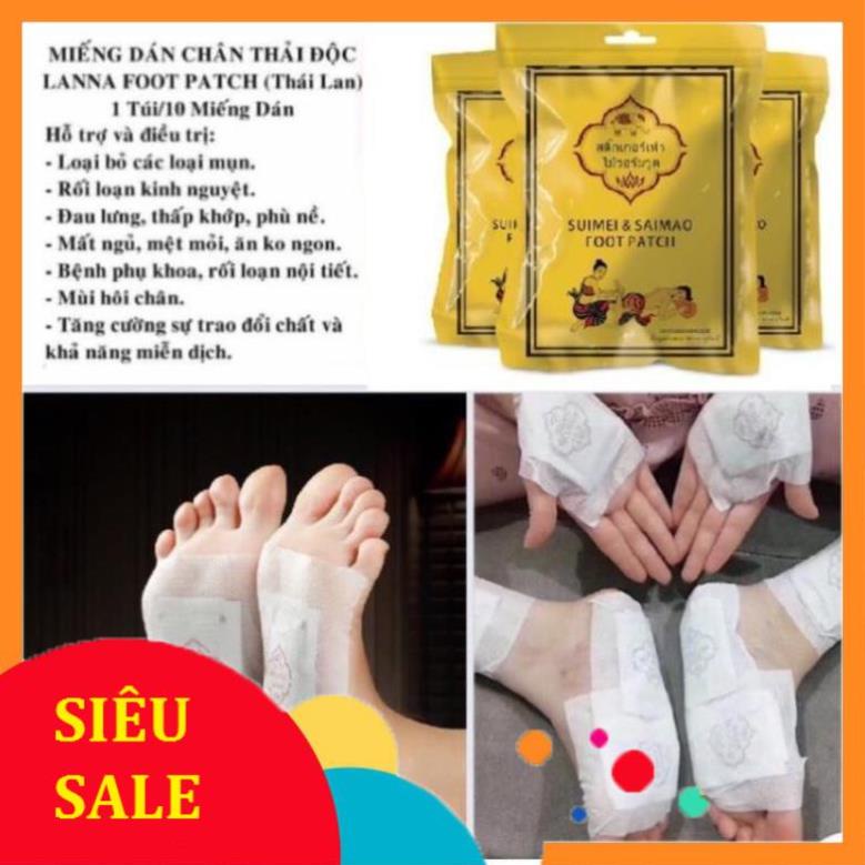 Set 10 Miếng Thải Độc Chân Thái Lan Lanna Foot Patch
