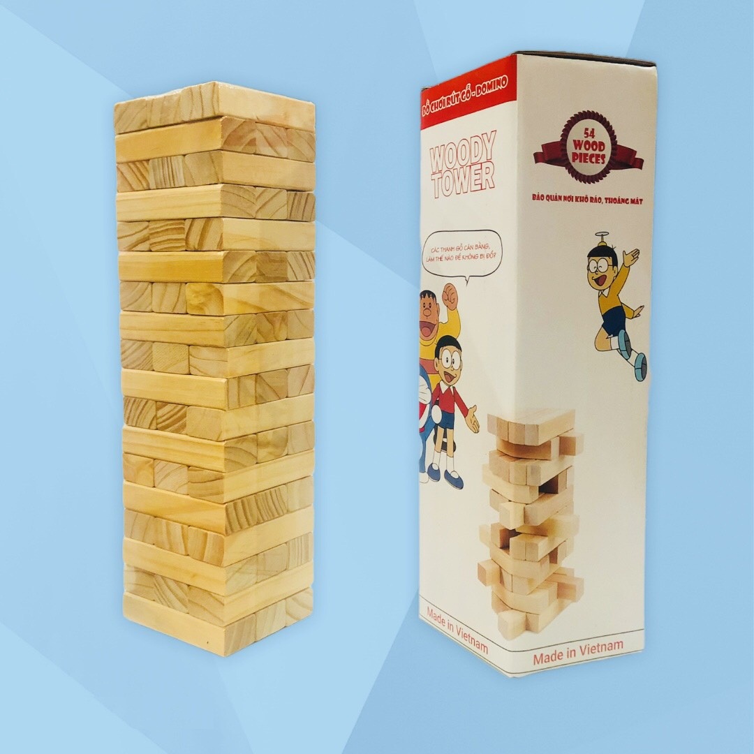 Đồ chơi rút gỗ cao cấp cỡ lớn [MADE IN VIỆT NAM] Bộ 54 thanh, món quà đặc biệt cho người thân và bạn bè