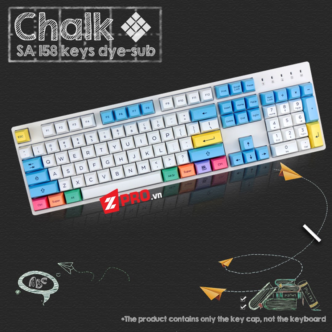 Bộ Keycap PBT Chalk SA Profile 157 Phím - zpro.vn