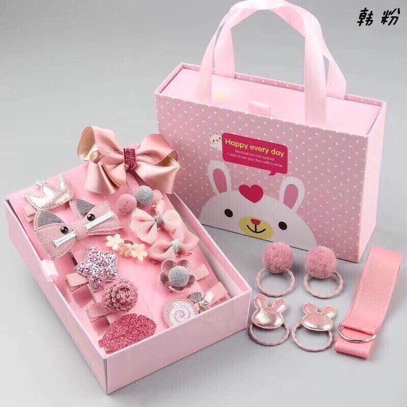 Hộp Nơ Kẹp, Dây Cột Tóc 18 Món Cho Bé Gái Siêu Dễ Thương