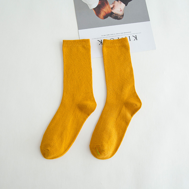 [HCM]Tất Nhún Gân Tăm Cổ Cao Nửa Bắp Chân Tất Nam Nữ Unisex Kiểu Vintage Hàn Quốc (Cổ Bo) - Vani Store