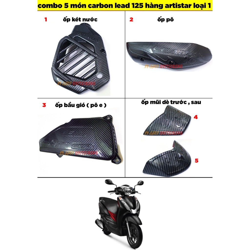 💥 COMBO 💥 BỘ CARBON 5 MÓN CHO LEAD 125 ( HÀNG ARTISTAR LOẠI 1)