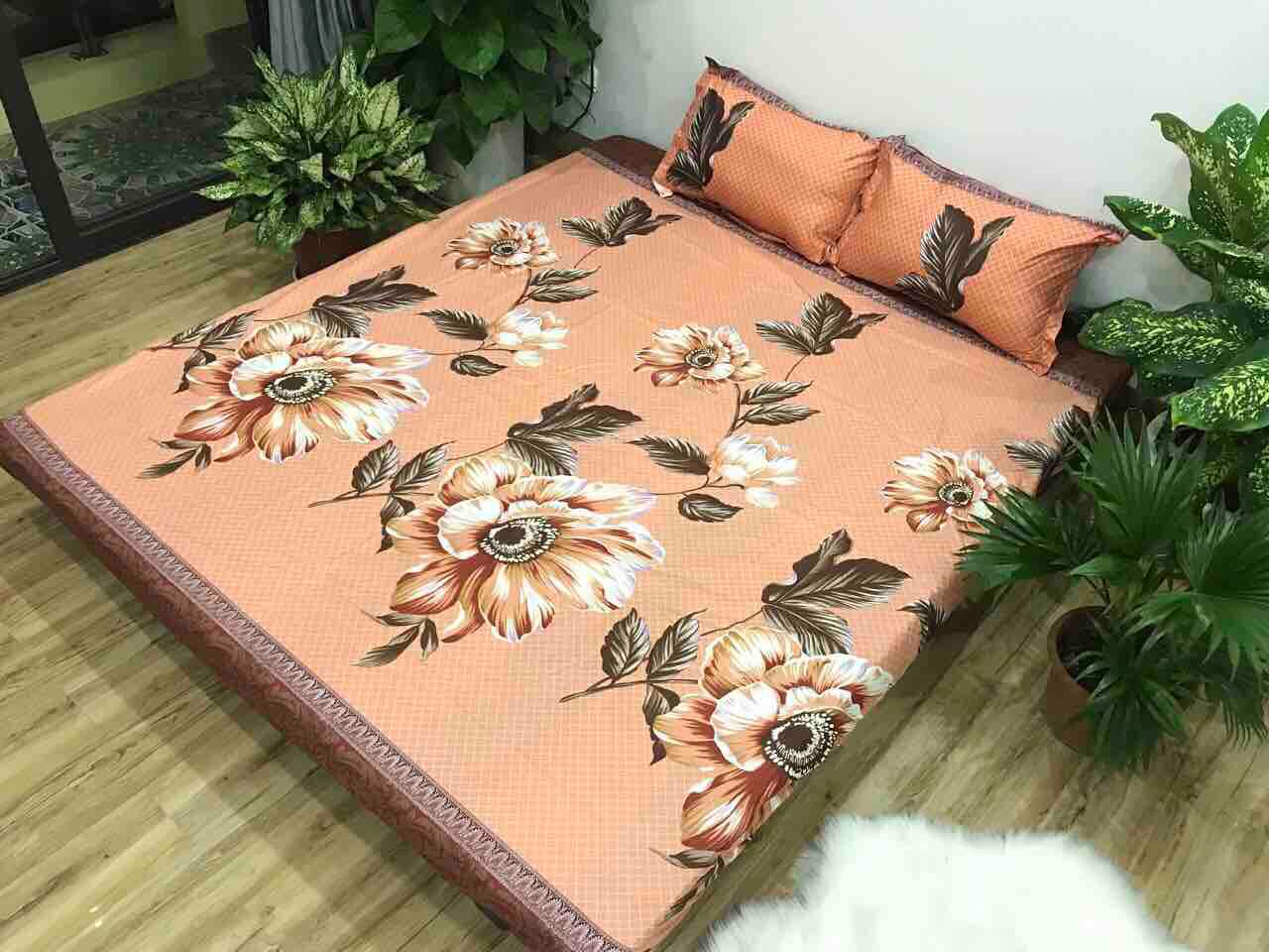 Bộ Ga Gối Cotton Poly - Trà Nâu ( 1 Ga + 2 Vỏ Gối 45x65 )