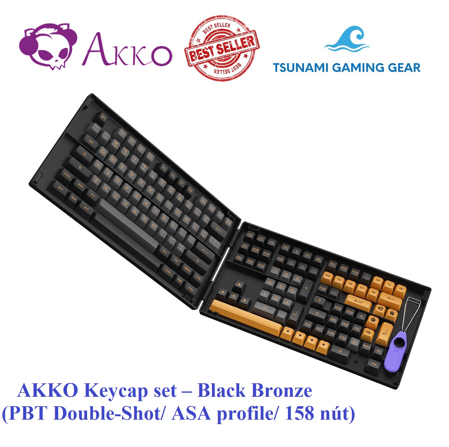 Bộ keycap AKKO Black Bronze (PBT Double-Shot/ ASA profile/ 158 nút)
