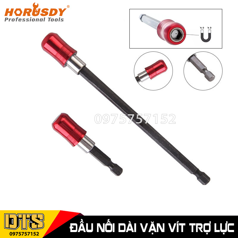 Đầu nối dài vặn vít có khóa gài chống rớt cao cấp HORUSDY Australia chân lục giác, đầu nối vít có nam châm chuôi 1/4’’, thép CR-V Cacbon độ cứng cao, đầu nối dài lục giác thay nhanh, thanh kéo dài lục giác thay nhanh