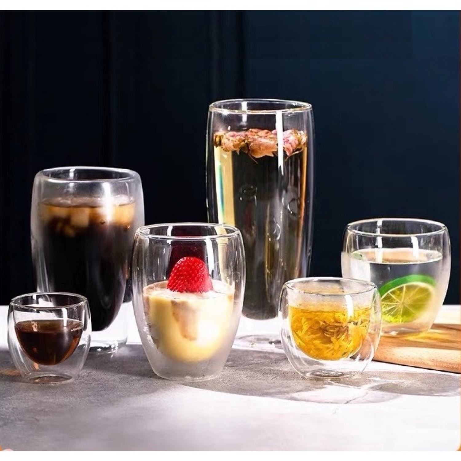 Cốc thủy tinh 2 lớp 80ml - 250ml - 350ml - 450ml (Thủy tinh chịu nhiệt Borosilicat)