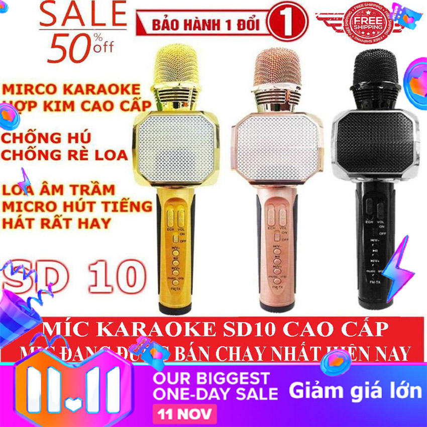 Mic karaoke sd10 kết nối bluetooth mic kèm loa bluetooth sd-10. micro kèm loa bluetooth karaoke sd-10 chất lượng âm thanh sống động.