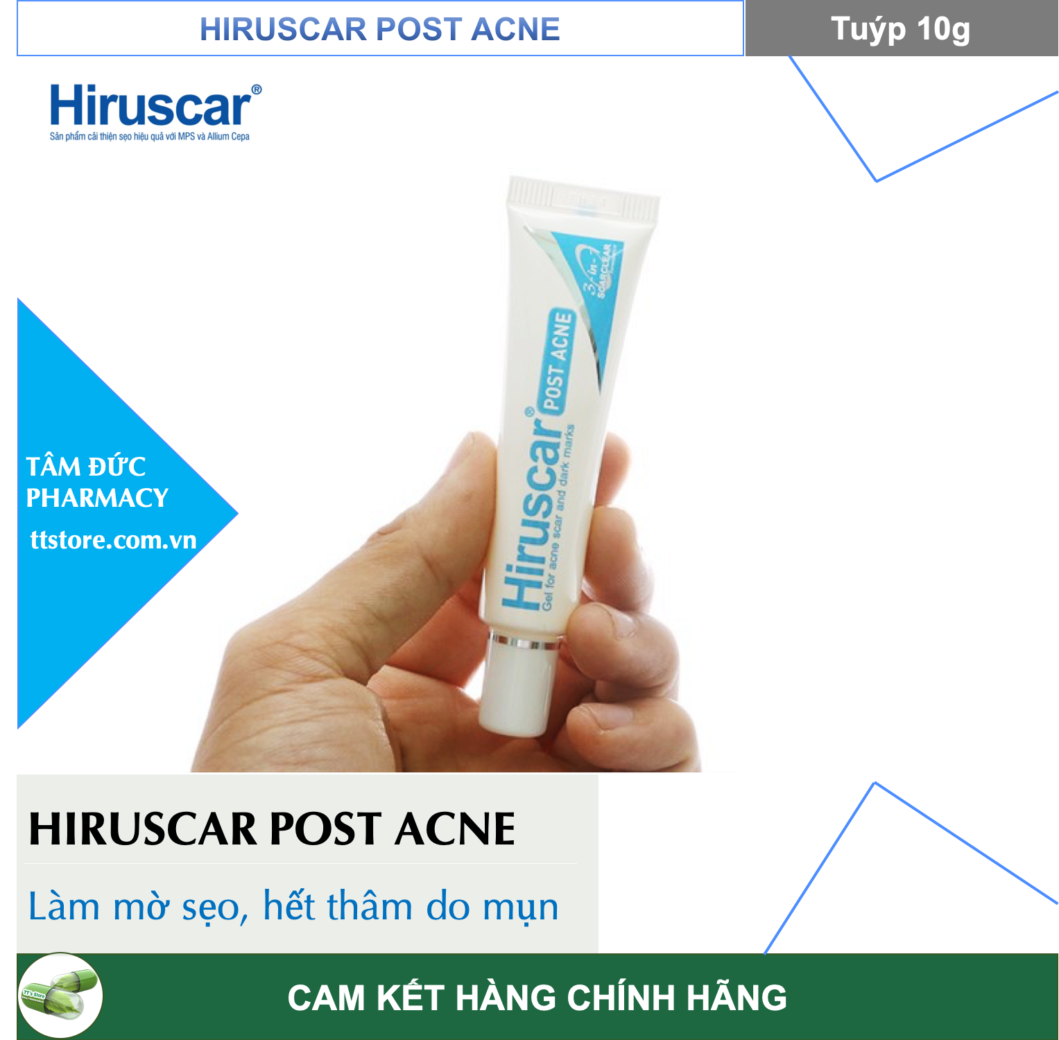 HIRUSCAR POST ACNE [Tuýp 5gr/10gr] - Gel làm mờ sẹo mụn và thâm mụn [hirusca / híuca / hirucar]