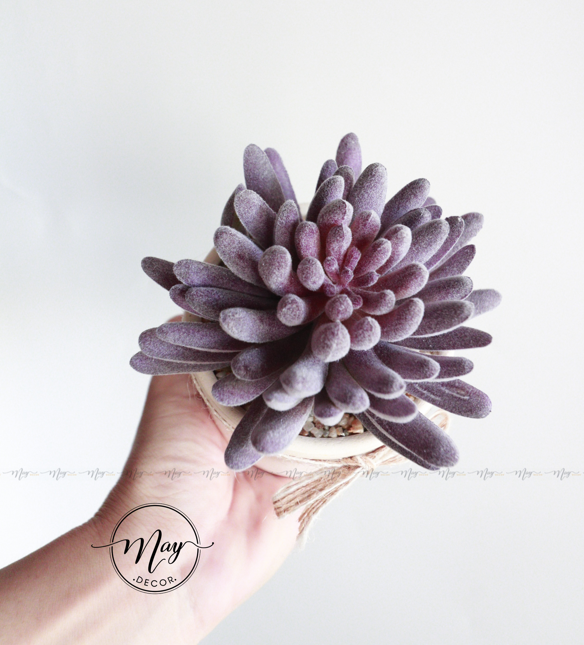 Cây giả, Sen Đá Phấn size to kèm chậu trụ 8
