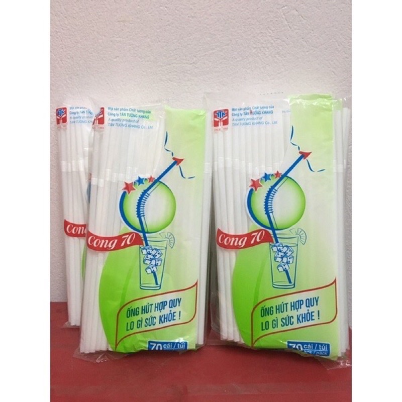 Ống hút gập nhựa trắng cao cấp (70 ống/gói)