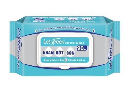 Thùng 24 Gói Khăn Ướt Cồn Let green Loại 90 Miếng