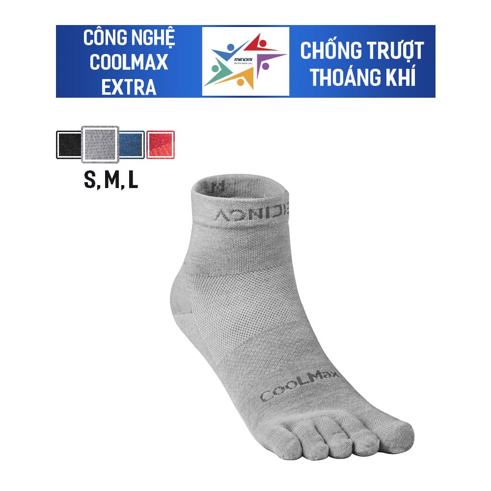 Tất Thể Thao Chạy Bộ 5 Ngón, Tất Xỏ Ngón Thể Thao Coolmax Siêu Thoáng KhíAonijie E4109