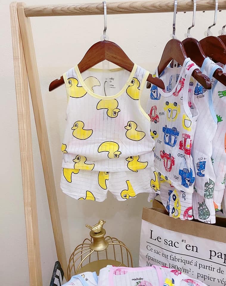combo 5 bộ cotton giấy sát nách cho bé (size 4-12kg)