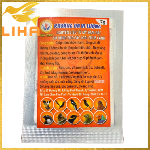Khoáng Đa Vi Lượng Phú Vinh 7gr - Tăng Cường Sức Khỏe Cho Chim